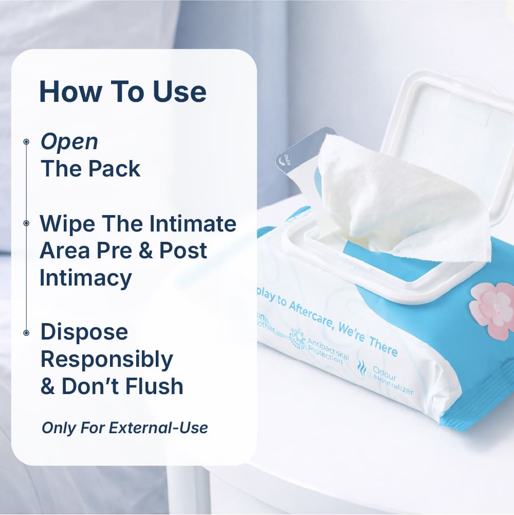 Pre and Post Intimacy Hygiene Wipes 25 Wipes, 70 GSM Thick