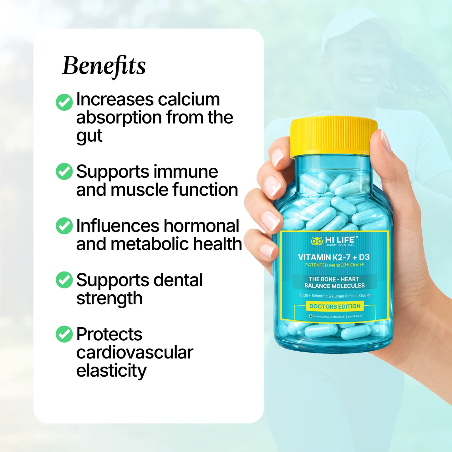 Vitamin K2-7 + D3 Capsules | Pack of 30