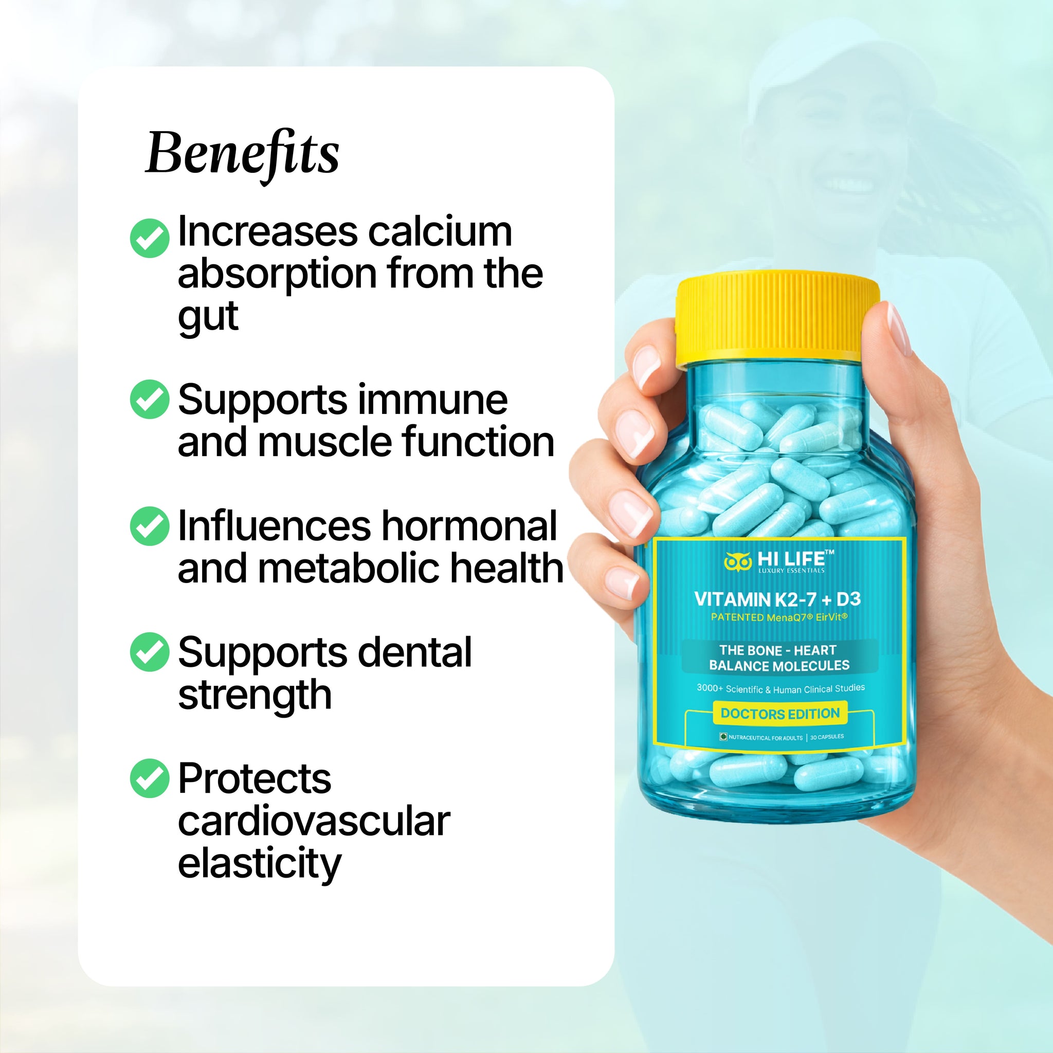 Vitamin K2-7 + D3 Capsules | Pack of 30