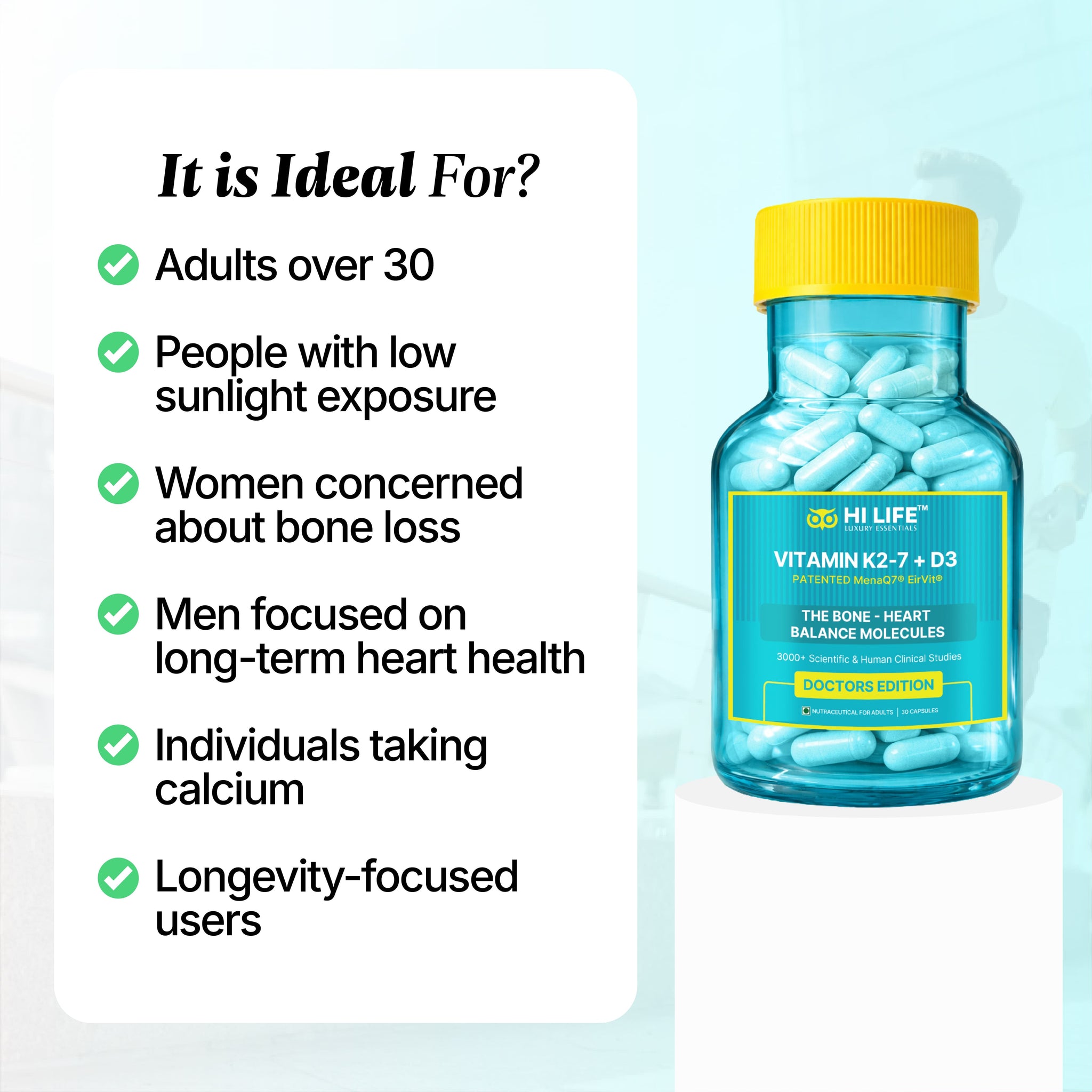 Vitamin K2-7 + D3 Capsules | Pack of 30