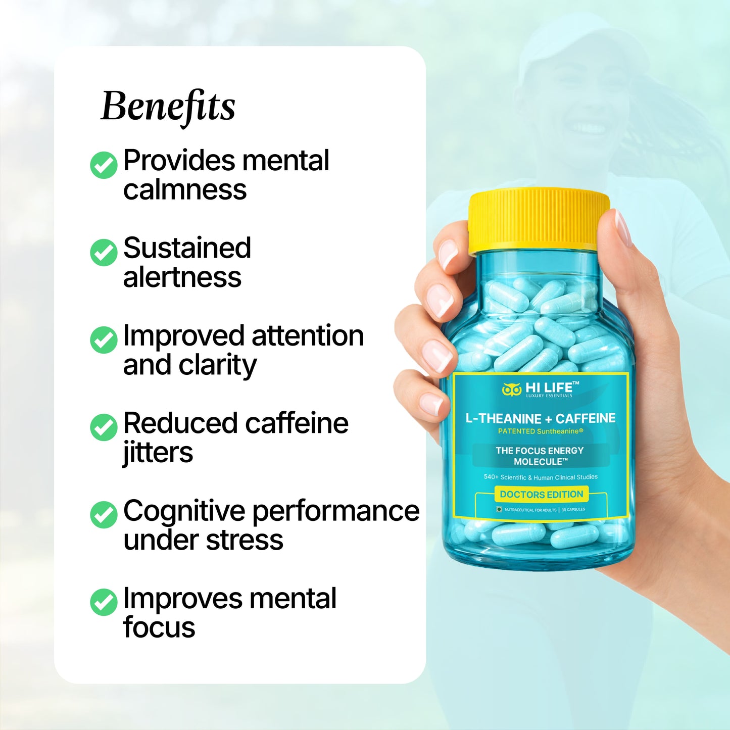 L-Theanine + Caffeine Capsules | Pack of 30