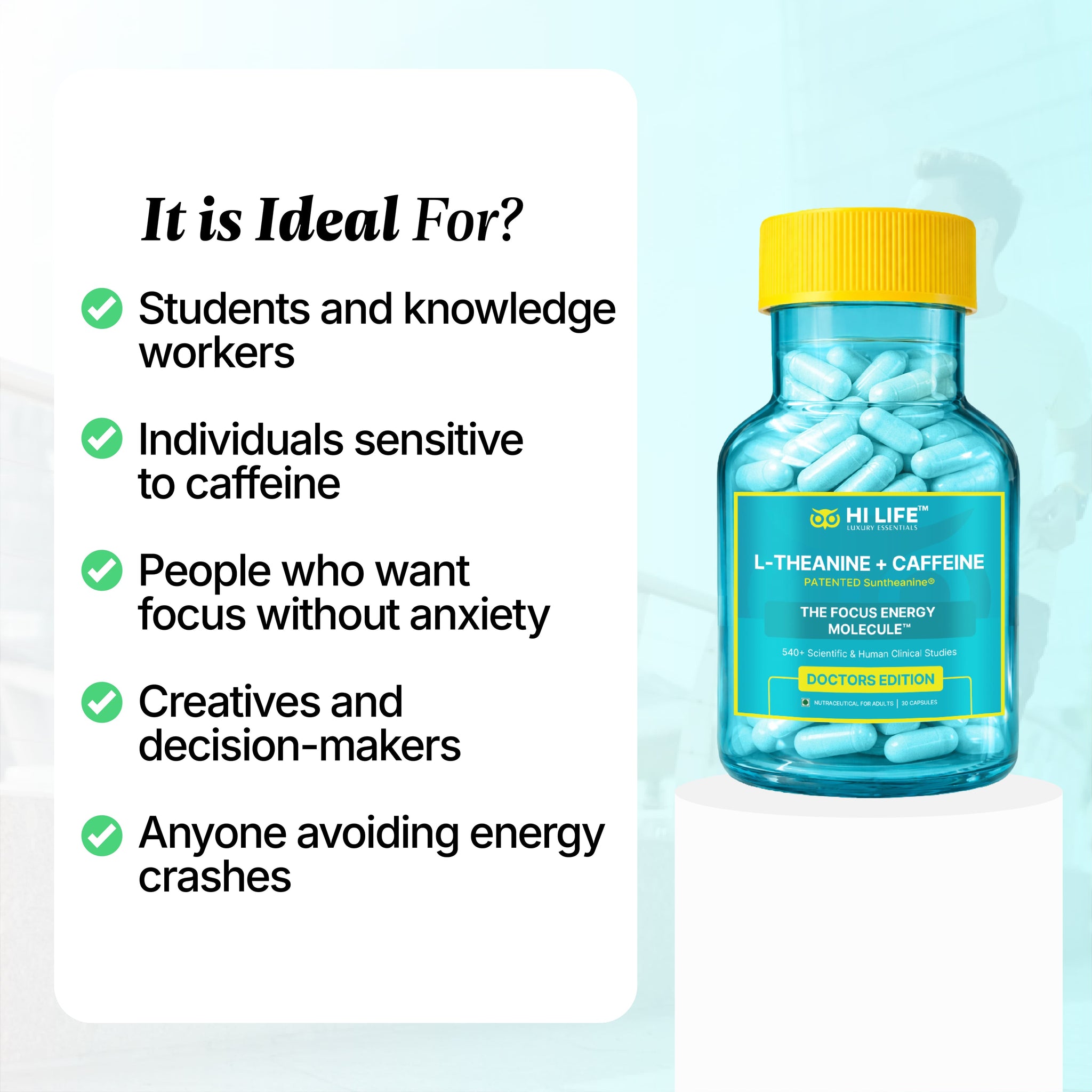 L-Theanine + Caffeine Capsules | Pack of 30