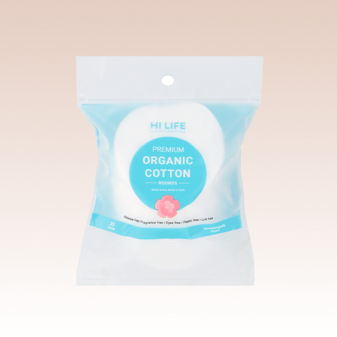 Hi Life™ 100% GOTS Certified Organic Cotton Pads - Rounds - Pack of 25