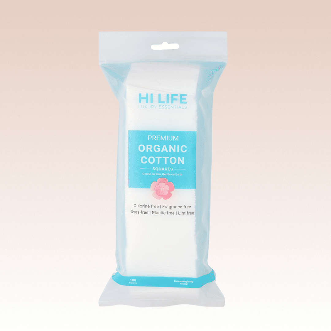 Organic Cotton Pads - Squares - 100% GOTS Certified - Pack of 100