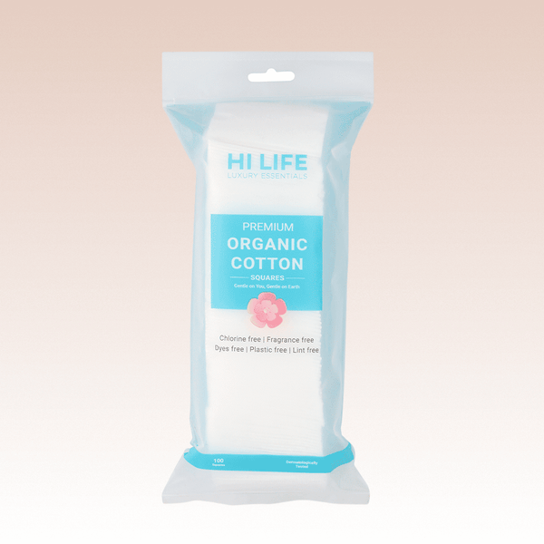 Organic Cotton Pads - Squares - 100% GOTS Certified - Pack of 100