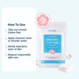 Hi Life™ 100% GOTS Certified Organic Cotton Pads - Squares - Pack of 50