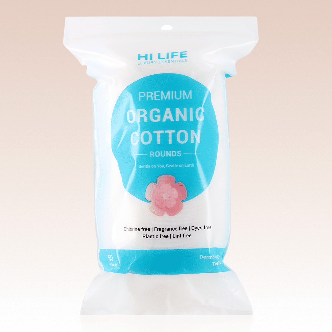 Hi Life™ 100% GOTS Certified Organic Cotton Pads - Rounds - Pack of 50