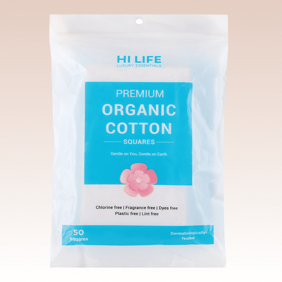 Hi Life™ 100% GOTS Certified Organic Cotton Pads - Squares - Pack of 50