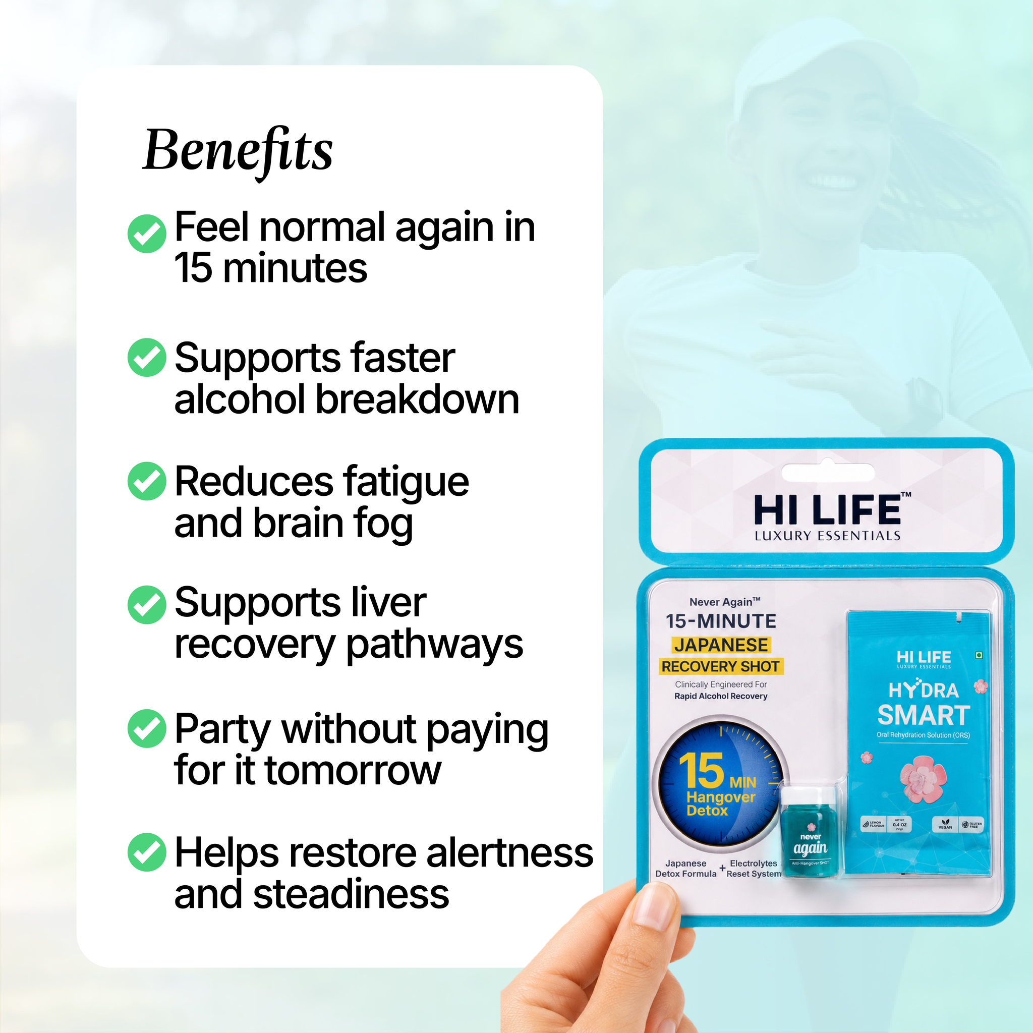 NEVER AGAIN™ — The 15-Minute Hangover Recovery Shot