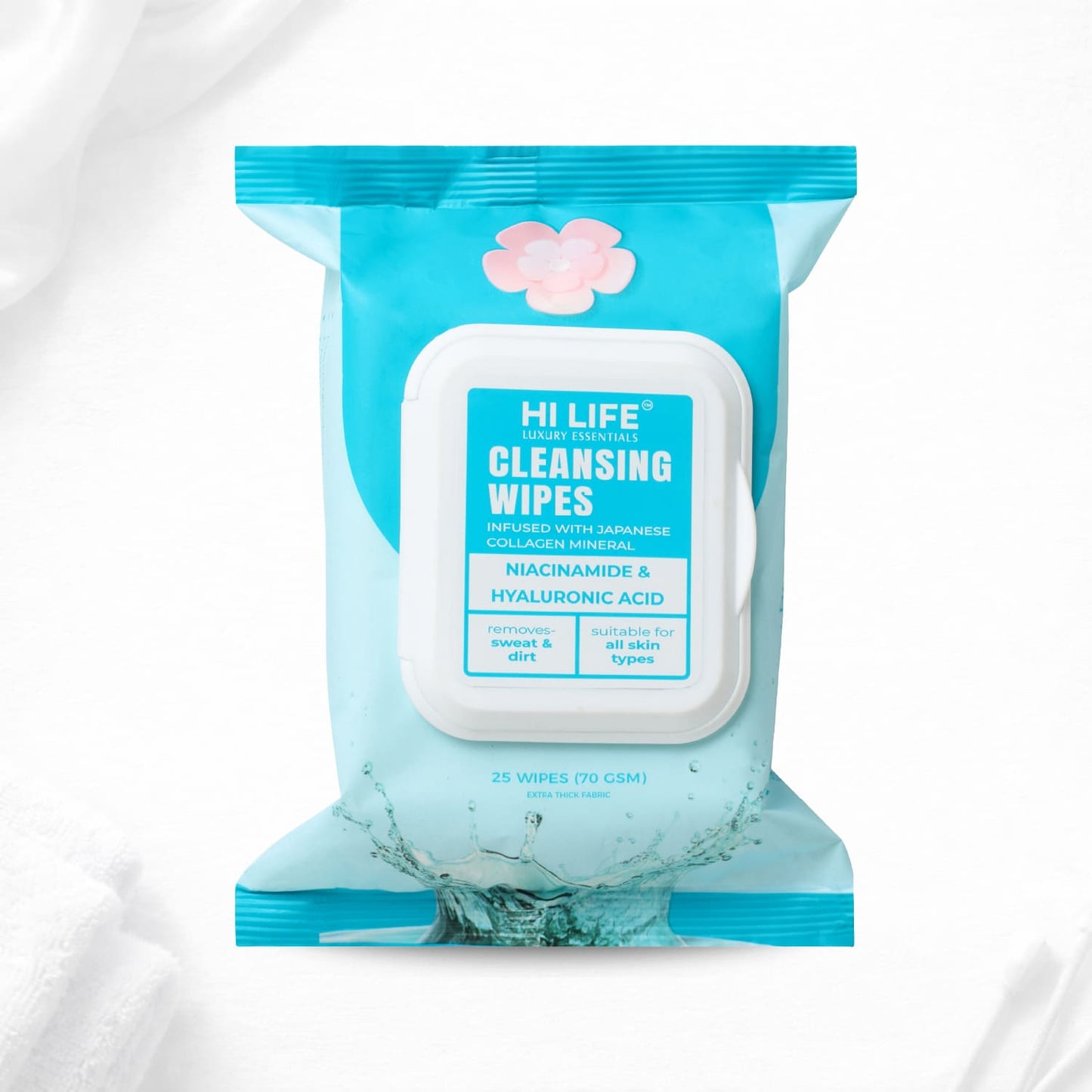 Niacinamide + Hyaluronic Acid Cleansing Wipes 25 Wipes, 70 GSM Thick