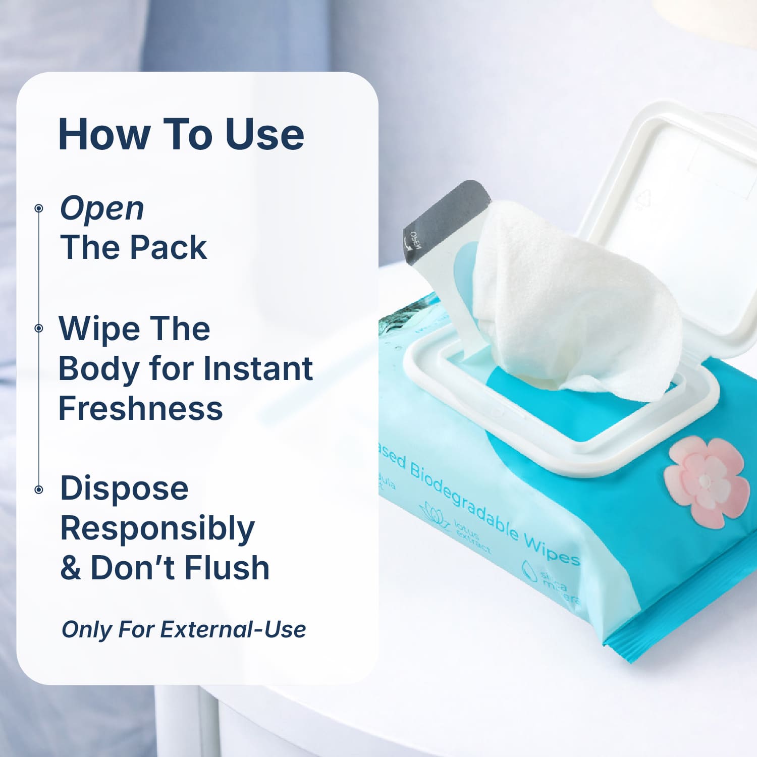 Niacinamide + Hyaluronic Acid Cleansing Wipes 25 Wipes, 70 GSM Thick