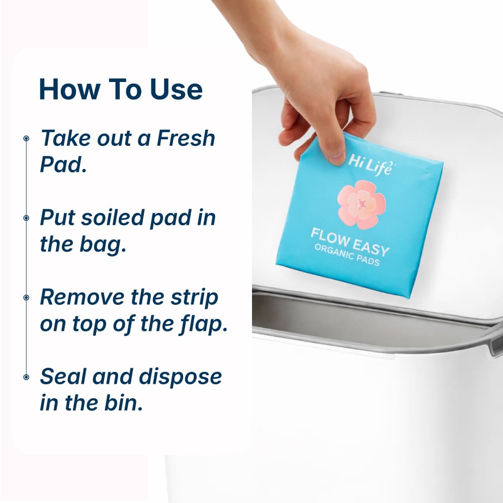 Flow Easy™ Organic Sanitary Pads | Pack of 8 + Disposable Pouches