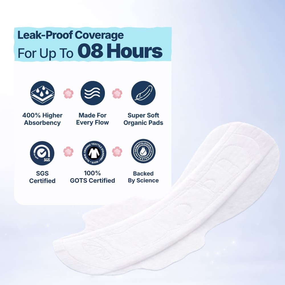 Flow Easy™ Organic Sanitary Pads | Pack of 8 + Disposable Pouches