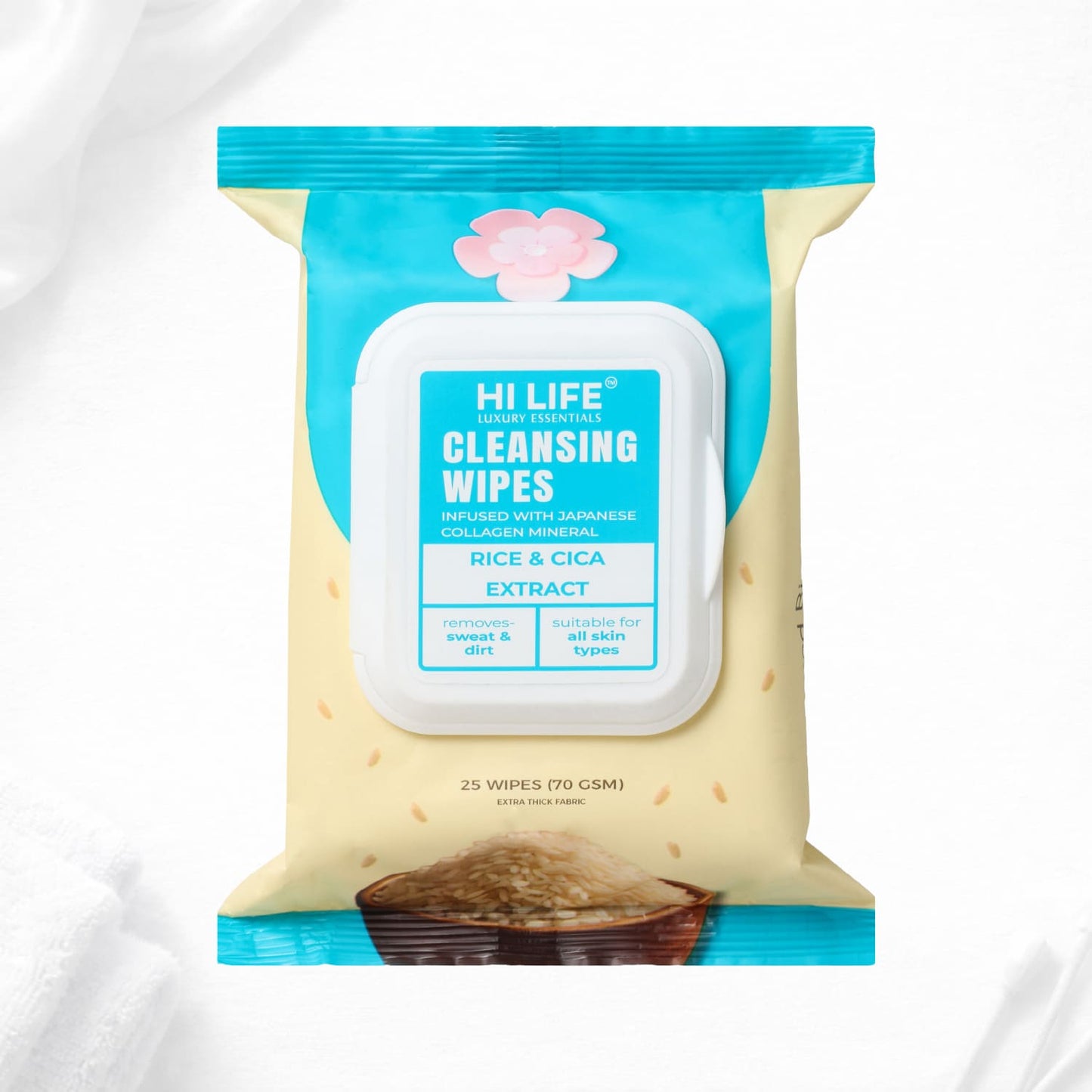 Rice & CICA Oil Wet Wipes 25 Wipes, 70 GSM Thick