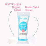 Hi Life™ 100% GOTS Certified Organic Cotton Pads - Rounds - Pack of 100