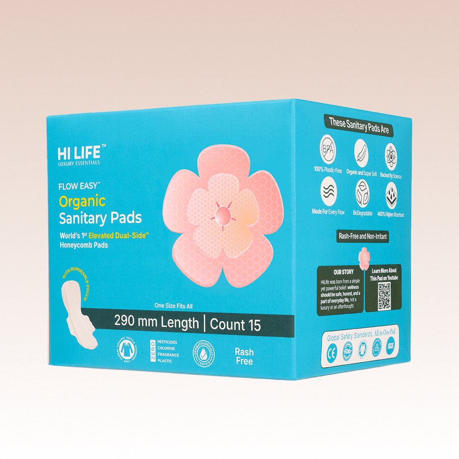 Flow Easy™ Organic Sanitary Pads | Pack of 15 + Disposable Pouches