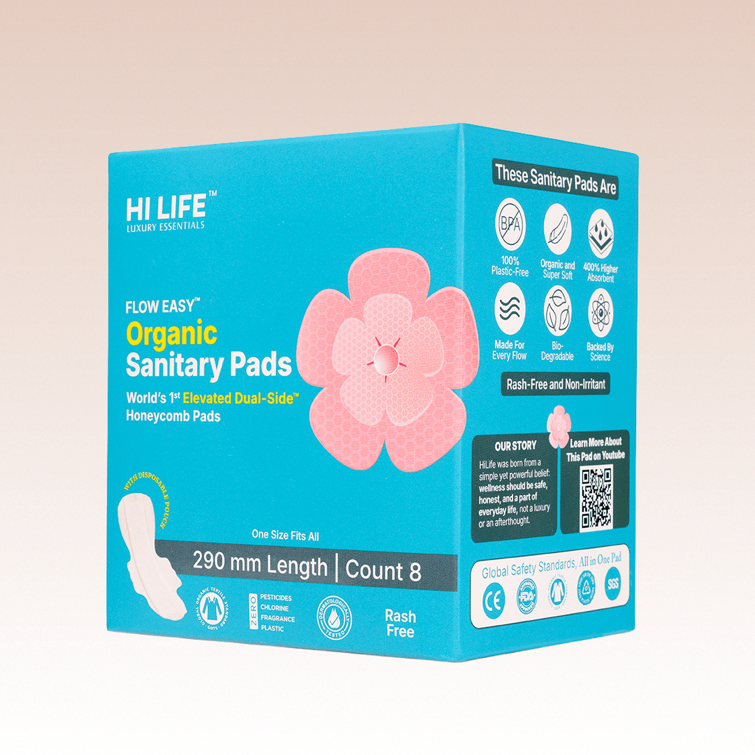Flow Easy™ Organic Sanitary Pads | Pack of 8 + Disposable Pouches