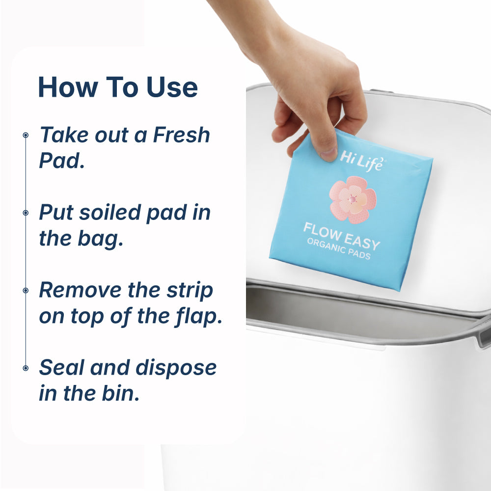 Flow Easy™ Organic Sanitary Pads | Pack of 15 + Disposable Pouches